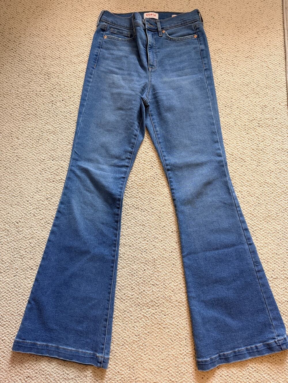 Sofia Vergara Jeans Womens 4 Melisa Flare High Rise Medium Wash Stretch Denim